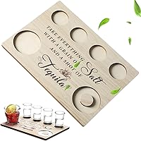 Vista 9 de Tabla de chupito de tequila, regalos para mujeres y hombres, soporte para vasos de chupito, bandeja para servir con borde de sal, regalos