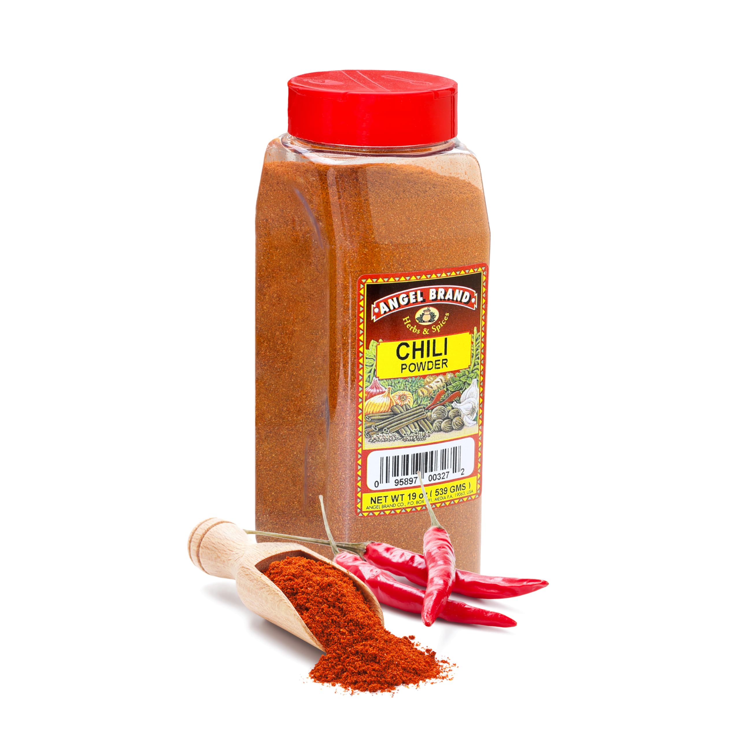 Angel Brand Ground Chili Powder – Bold and Spicy Seasoning for Mexican and Tex-Mex Recipes, Soups, Marinades, and Rubs – 19oz Bottle for Flavorful