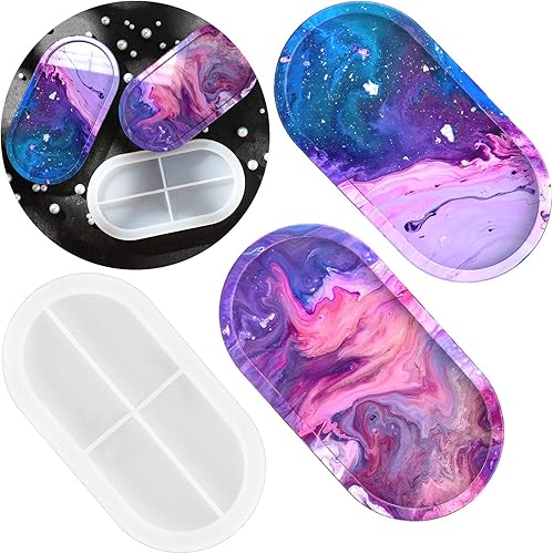 Molde de resina de silicona para bandeja de bricolaje, molde de fundición de resina epoxi ovalada, herramientas para hacer joyas artesanales, molde