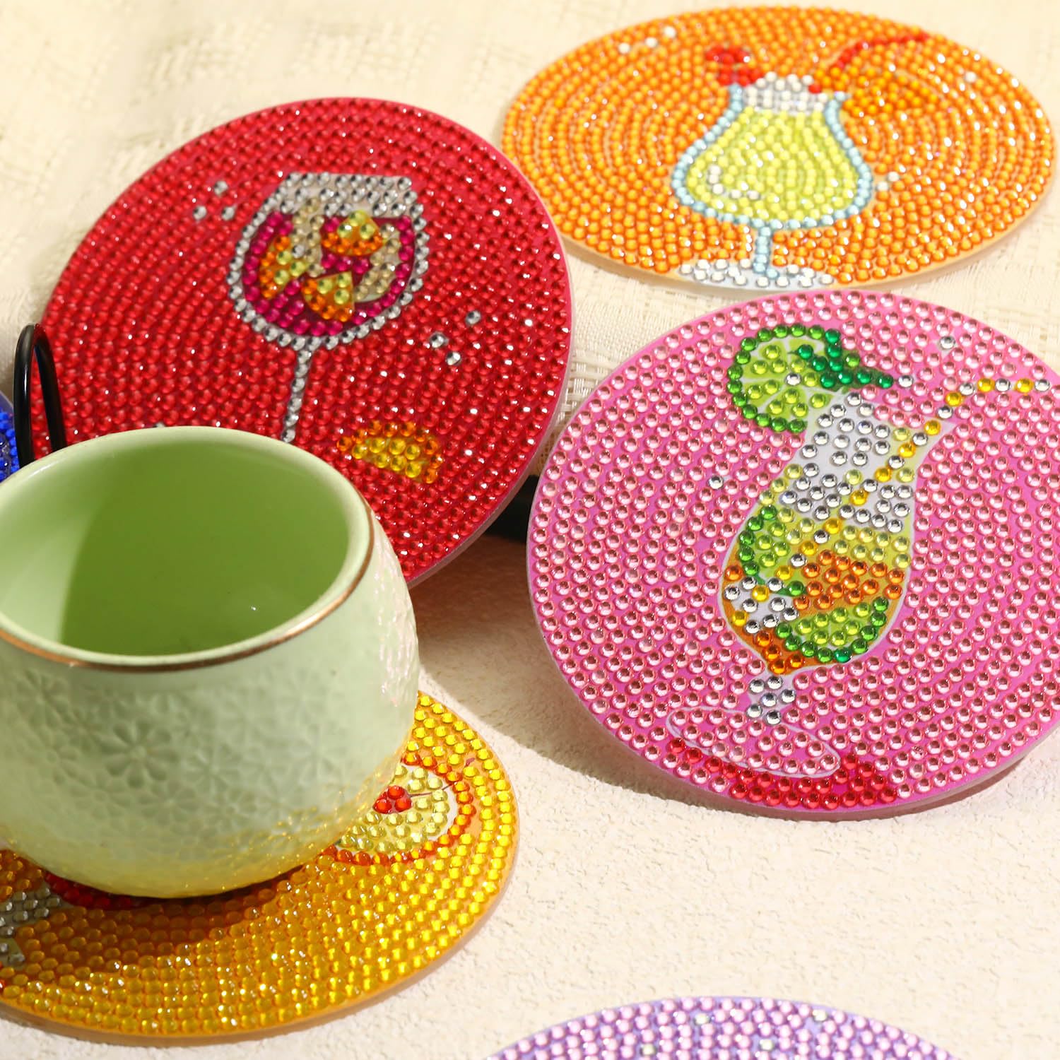 Amazon.com: 8 PCS Cocktail Diamond Art Coasters Kits, Diamond