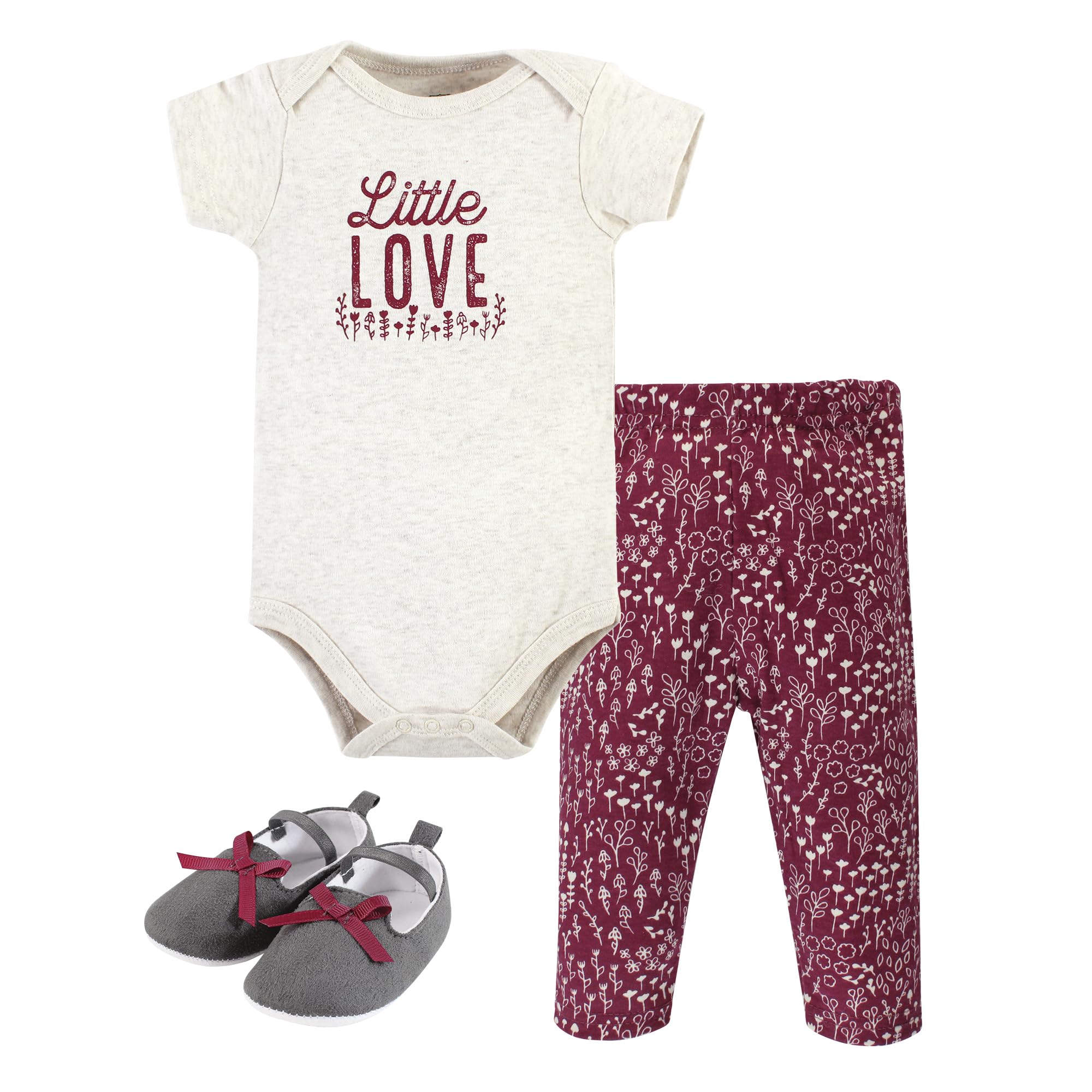 Hudson Baby Unisex Baby Cotton Bodysuit, Pant and Shoe Set