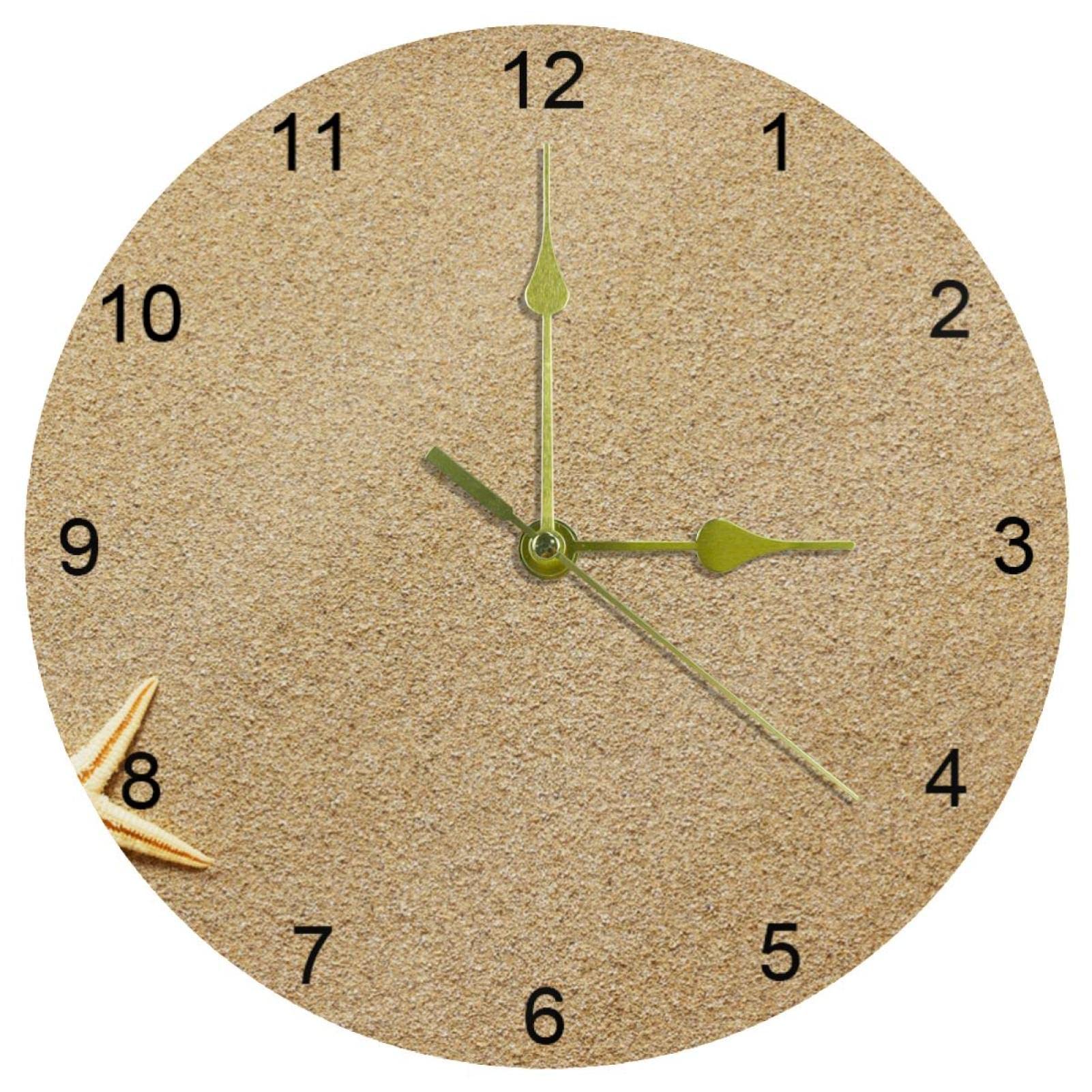 Horloge murale silencieuse à quartz de 25.4 cm avec chiffres arabes pour salon