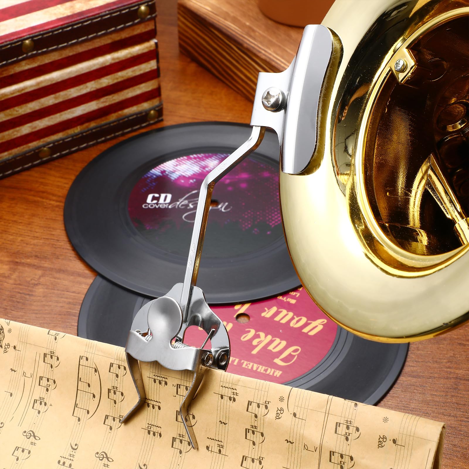 Vaguelly Marching Lyre für Posaune Metall, Clip-On Holder, Standmusik, Silber