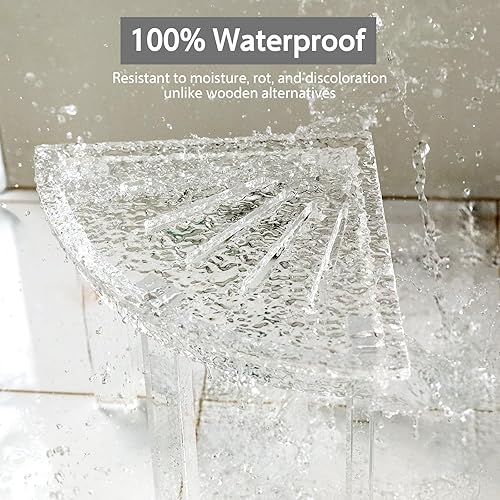 Miniatura 5 de Banco de ducha de acrílico, taburete de ducha de esquina perfecto, reposapiés de ducha ideal para afeitarse piernas y duchas compactas,