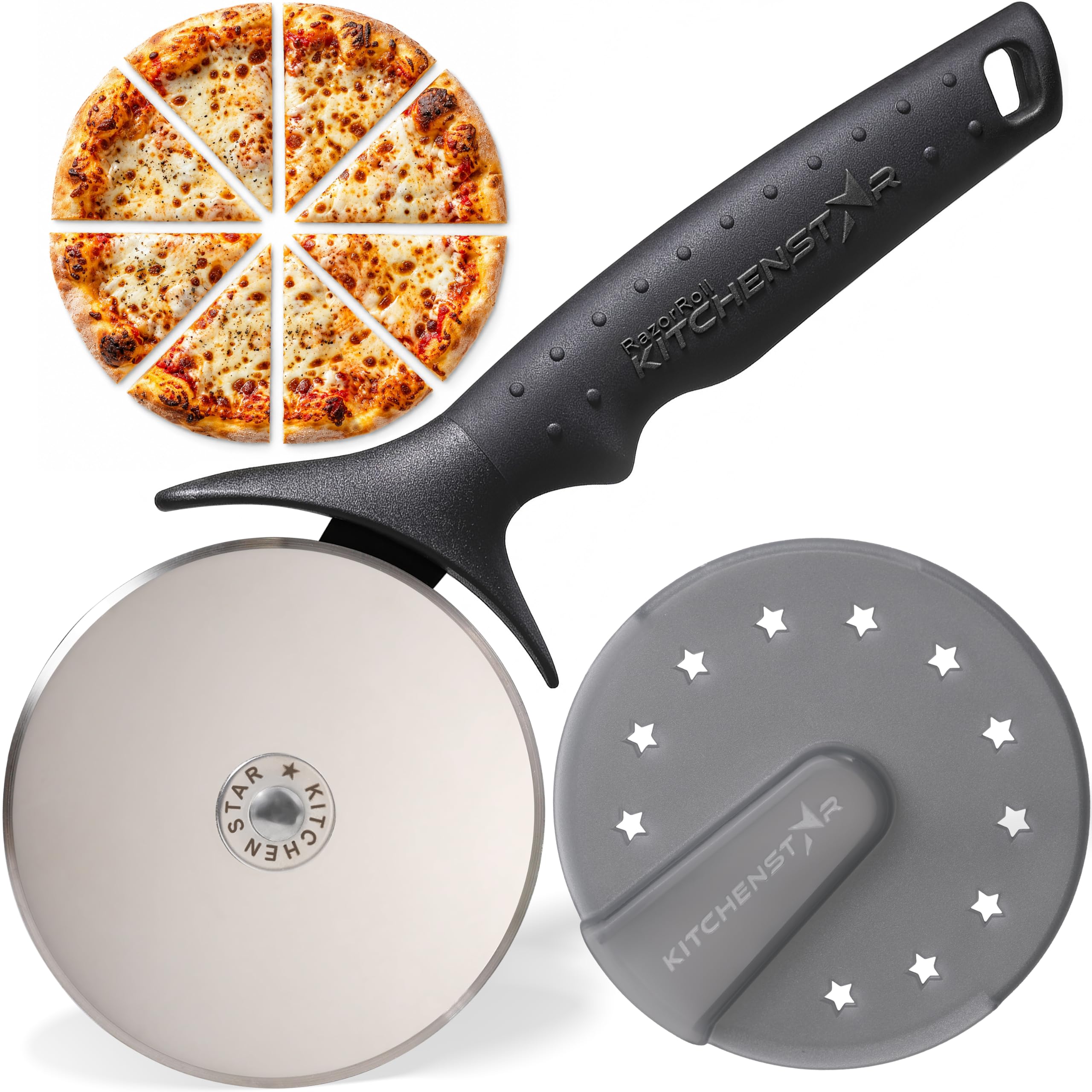 Pizza Cutter Wheel, 304 Stainless Steel Slicer with Blade Cover, 9-Inch