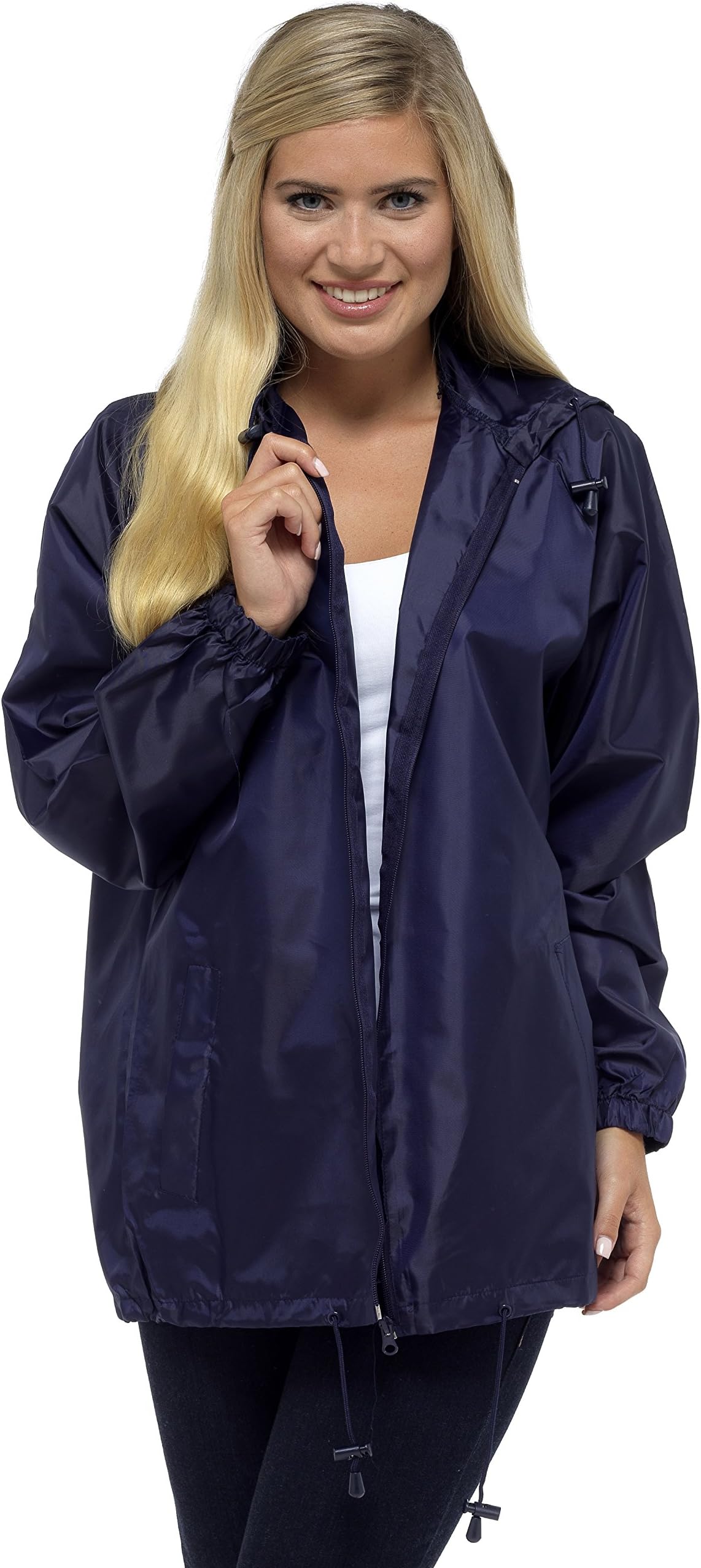 Storm Ridge Ladies Pack Away Rain Mac Full Zip Jacket Blue L