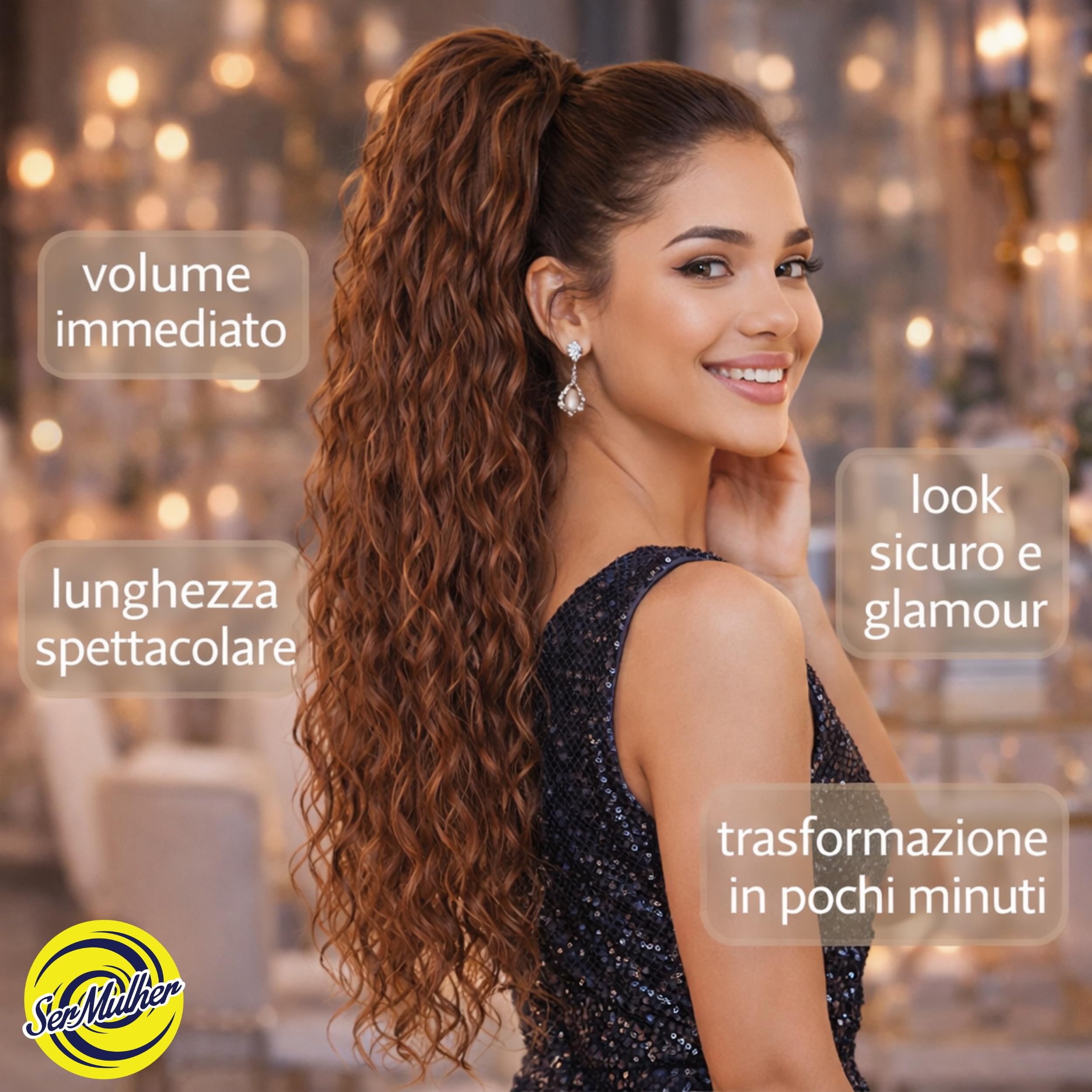 JACY Coda Capelli Extension Riccia 70 cm Peso 146 g Termofibra Naturale Nera