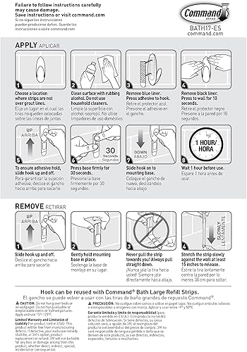 Miniatura 10 de Command Paquete económico de ganchos grandes para toallas de baño, 6 ganchos de pared grandes con 6 tiras resistentes al agua Command, 2 paquetes de