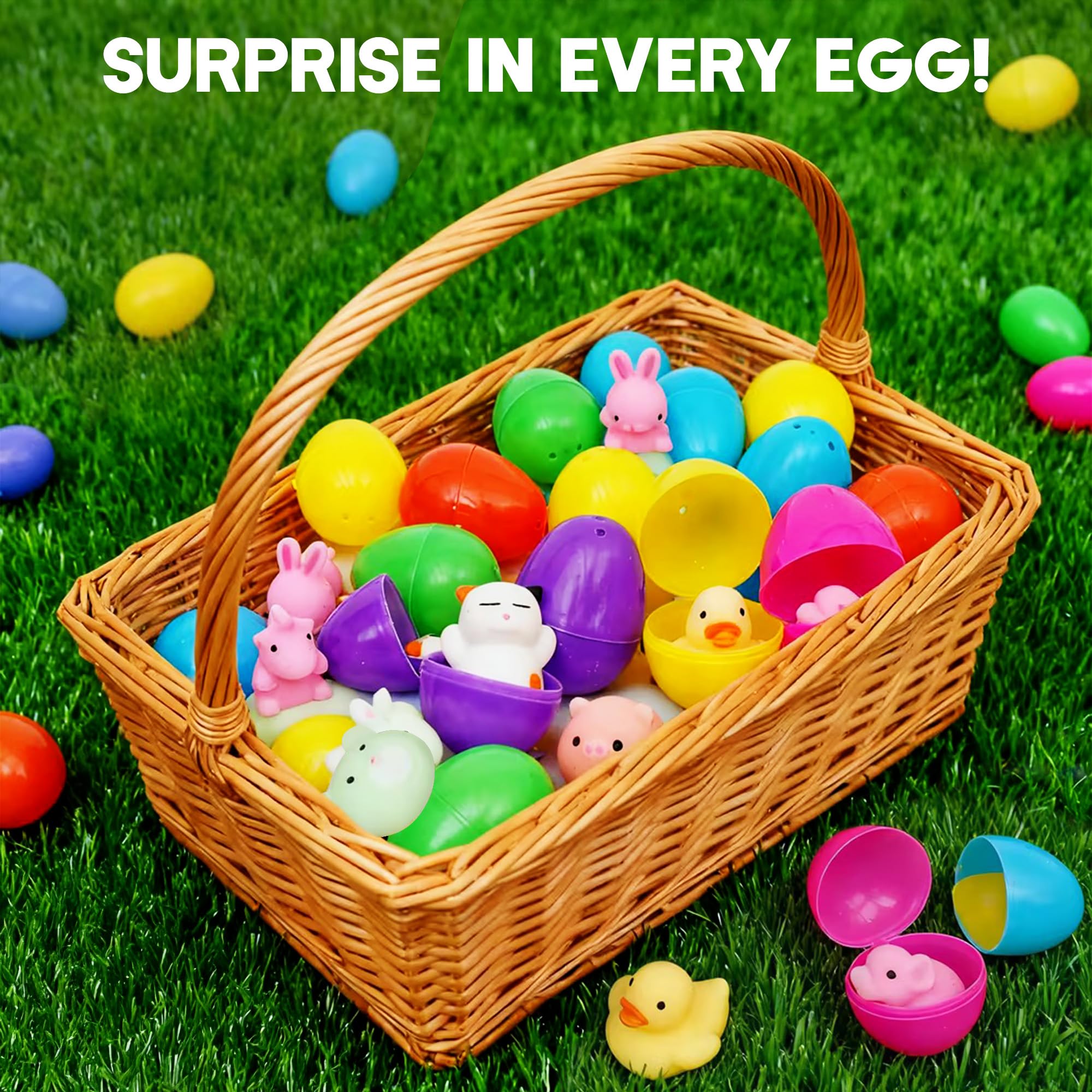 Pack De 24 Huevos De Pascua Rellenos Con Juguetes Mochi Squishy – Fiesta De Búsqueda De Pascua – Variados Colores Y Formas