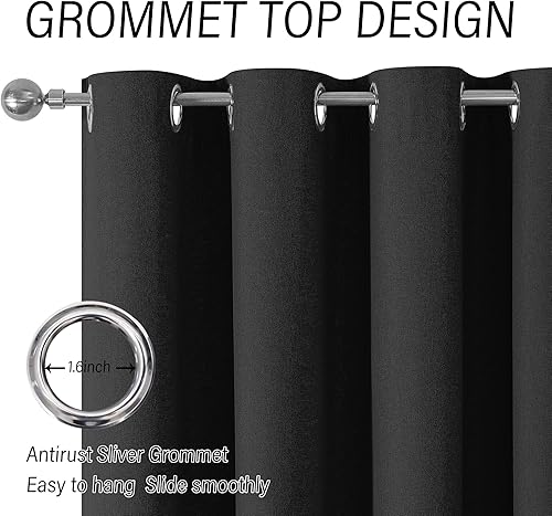 Miniatura 135 de ChrisDowa Cortinas 100% opacas de abedul liso de 96 pulgadas de largo, 2 paneles para dormitorio, sala de estar, oscurecimiento de la habitación de