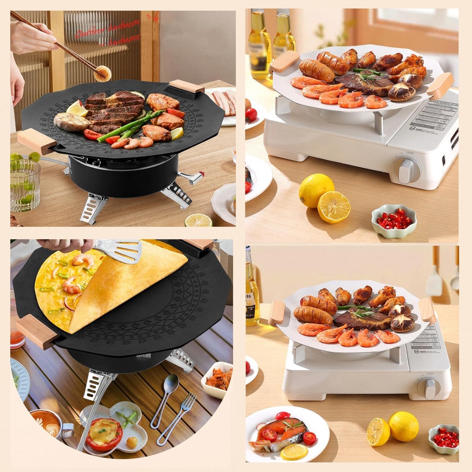 Teppanyaki Cooking Kitchen Grill Camping Grill Portable Non-Stick Smokeless Barbecue Plate,Hot Plate Grill,Hot Plate