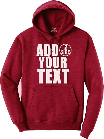 NACRE APPAREL Personalized Hoodie Add Your Text Design Your Own Front Back Side Custom Sweatshirt Men Women