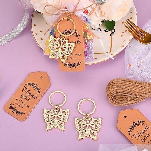 Miniatura 3 de 50 llaveros y llaveros con diseño de mariposa, adecuados para baby showers y bodas, las fiestas prefieren regalos de despedida de soltera, regalos
