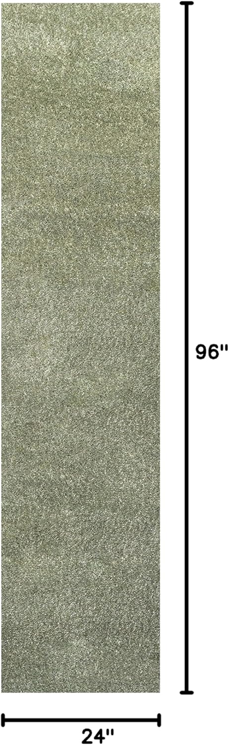 JONATHAN Y Haze Solid Low-Pile Green Runner Rug 2x8, Coastal,Bohemian,Minimalist,Classic, Easy-Cleaning for Living Room,Bedroom,Kitchen,Pet Friendly,Non-Shedding (SEU100O-28)