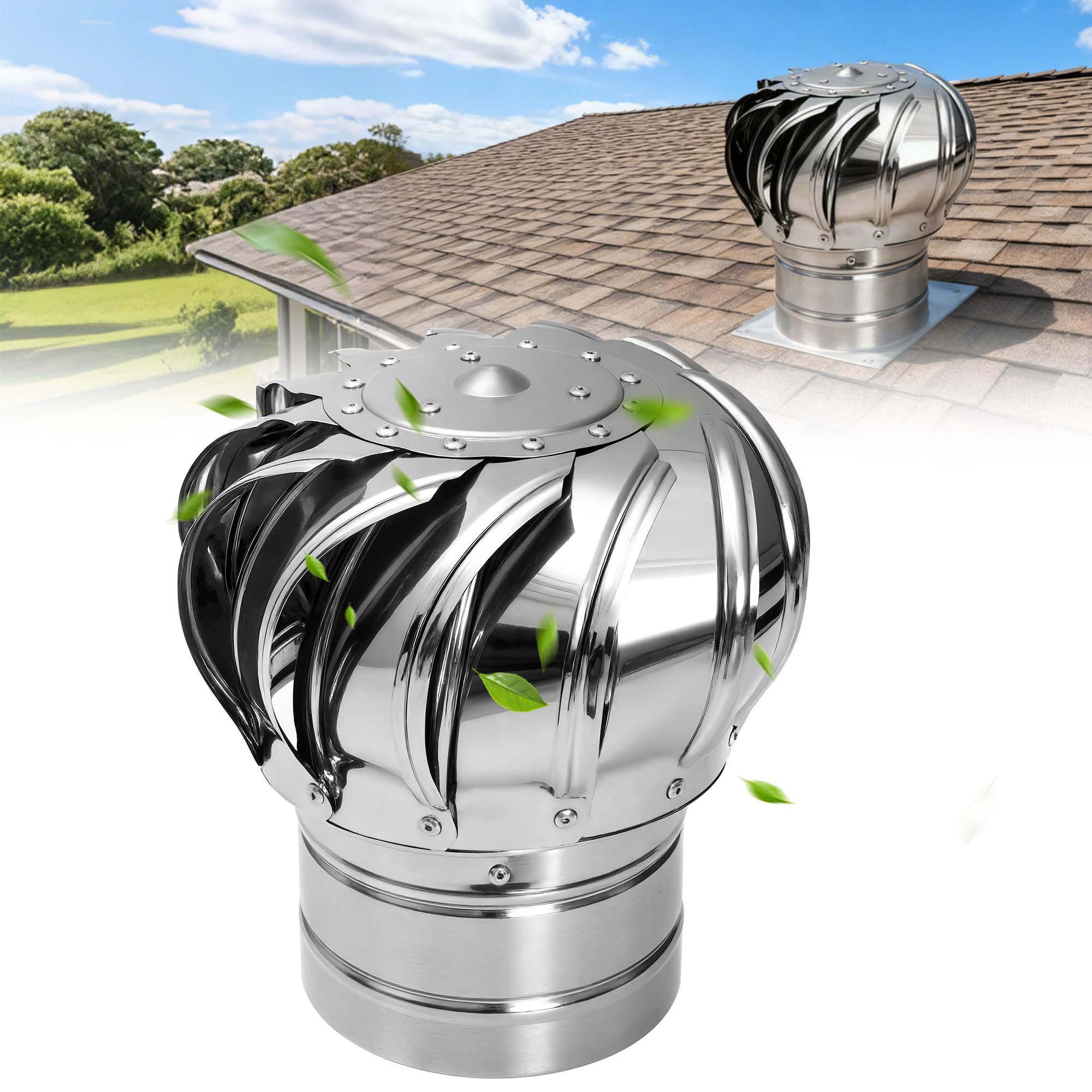 Évent de toit à turbine en acier inoxydable 110mm pour l'extraction d'air maison et usine