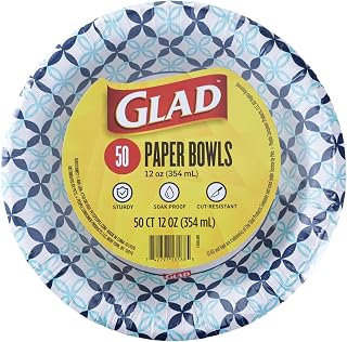Glad 원형 일회용 종이 그릇, 블루 해피 데이지, 473.2ml(16온스), 50개