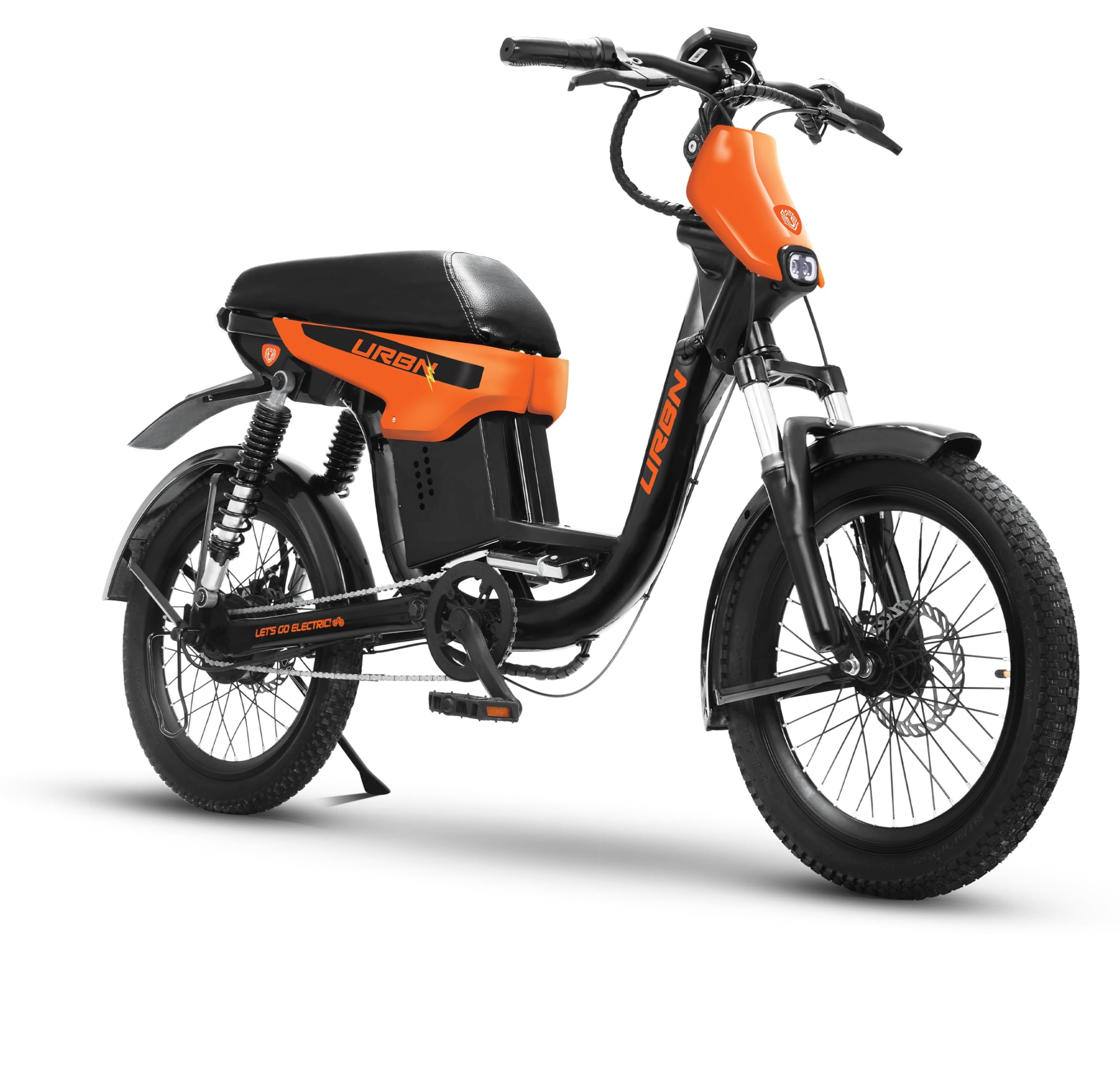 Motovolt URBN E-Moped - Standard | 105 Km Range | 250W 36V BLDC Motor | Removable Battery - 20Ah Lithium-ion | 120 Kg Load Capacity | Spring + Hydraulic Suspension | 20" Tyres | Orange