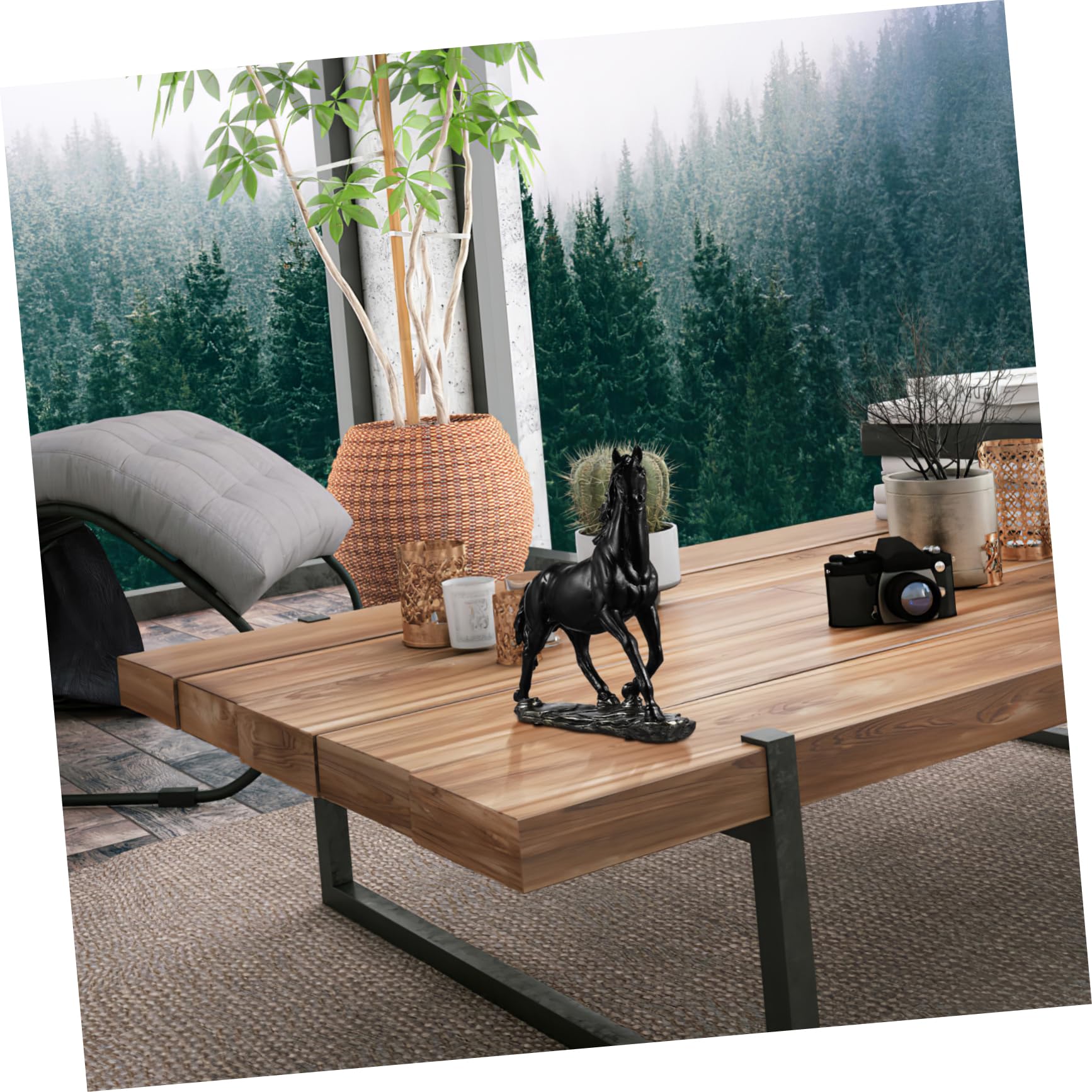 Figura Creativa de Caballo de Resina Negra para Adorno del Hogar y Negocio, Estable y Resistente al Desgaste, Adecuado para Oficina o Obsequio