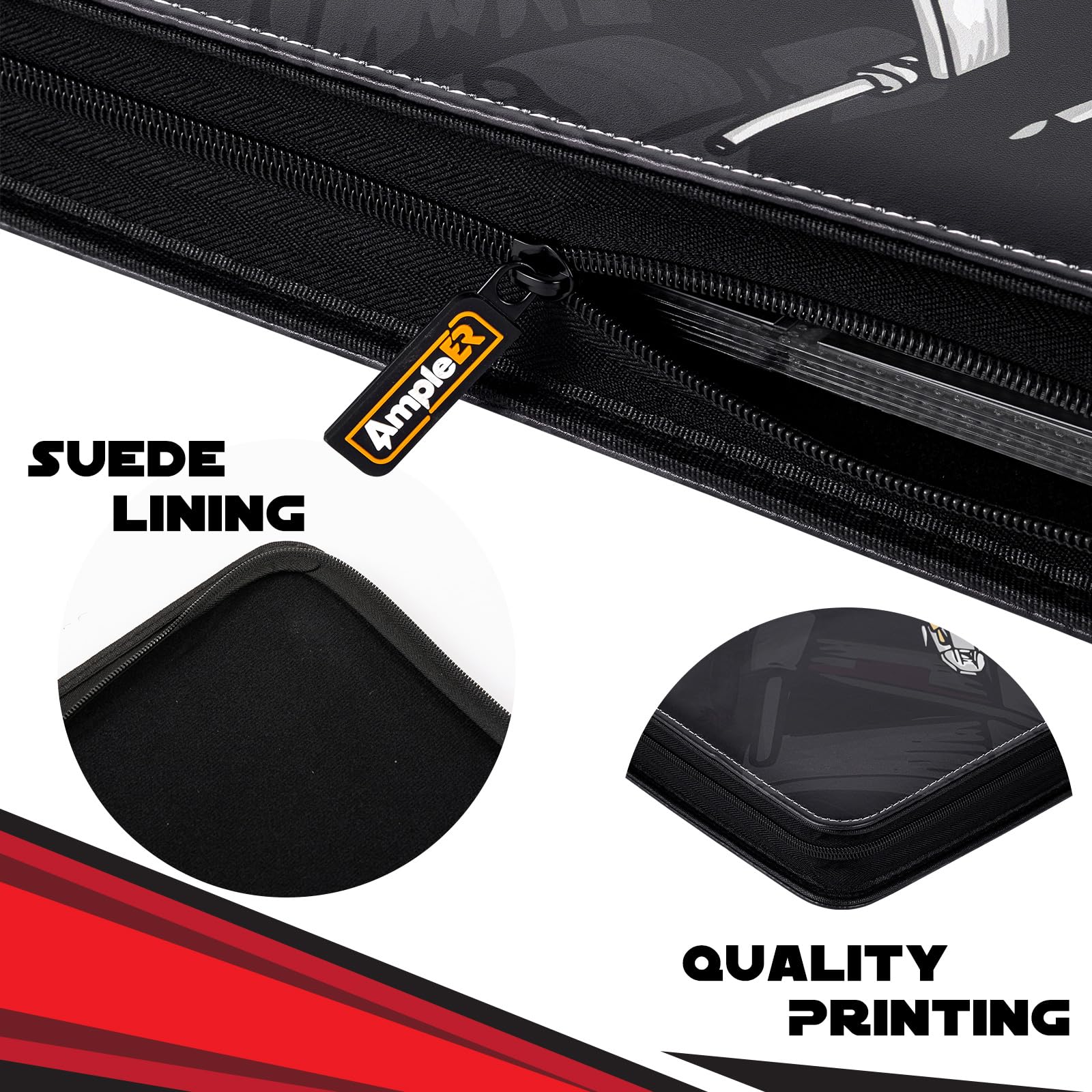 9 Pocket Trading Card Binder, PU Leather Storage Zip Album with 900 Slots Clear Page Sleeves for TCG MTG Baseball Sport Cards Display Collection