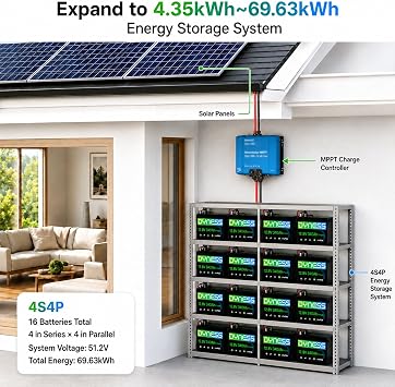 Dyness 12V 340Ah Mini Lithium Battery, for RV,Solar System,Off-Grid 2-Pack