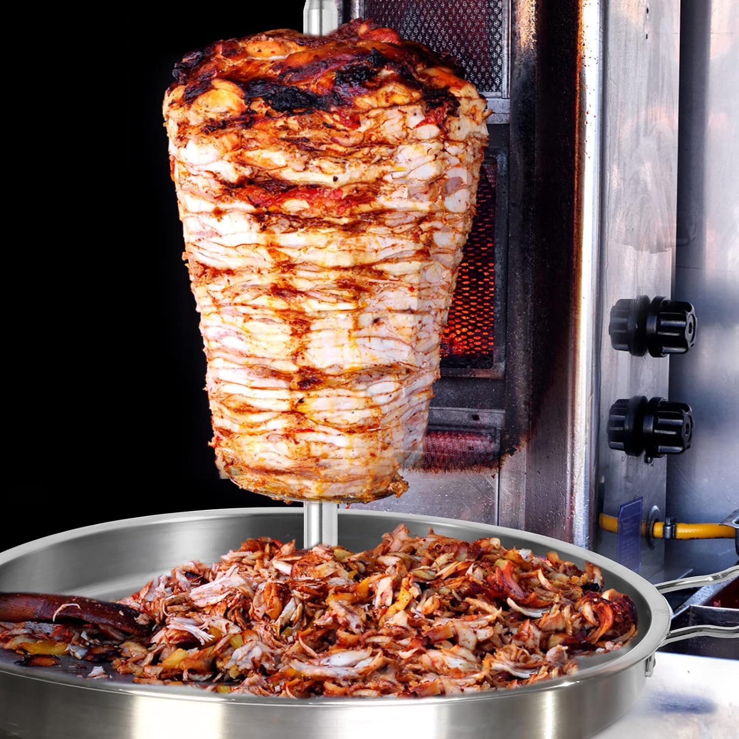 Pipihome Supporto Verticale per Spiedini, Spiedini per Barbecue con 3 Punte di Ricambio, Spiedo per Barbecue (A)