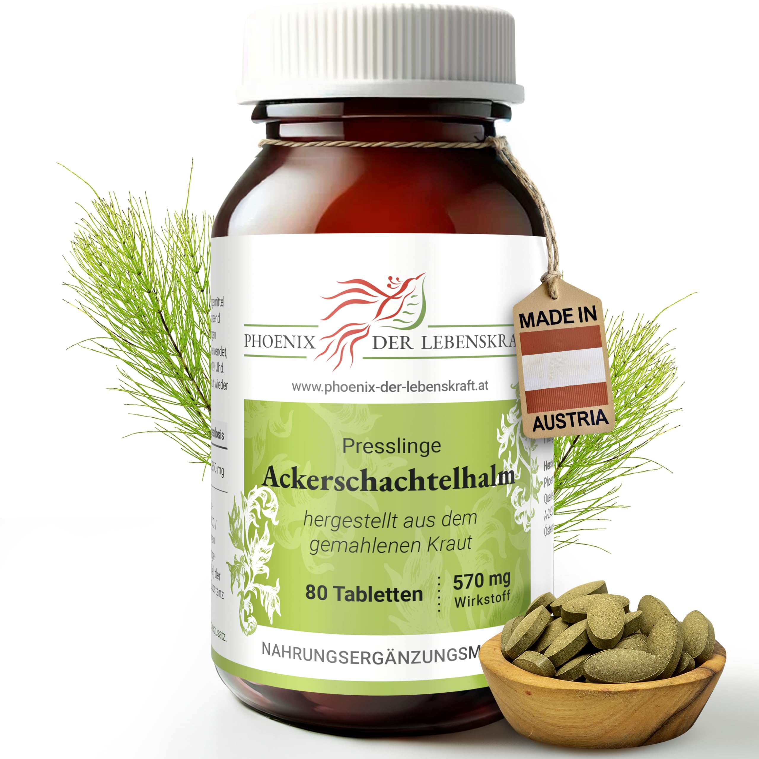 Ackerschachtelhalm Tabletten 570mg | 80 Tabletten Equisetum arvense | Top Premium Qualität aus Österreich | Vegane Tabletten statt Kapseln ohne Zusatzstoffe | Zinnkraut, Schaftheu, Katzenwedel