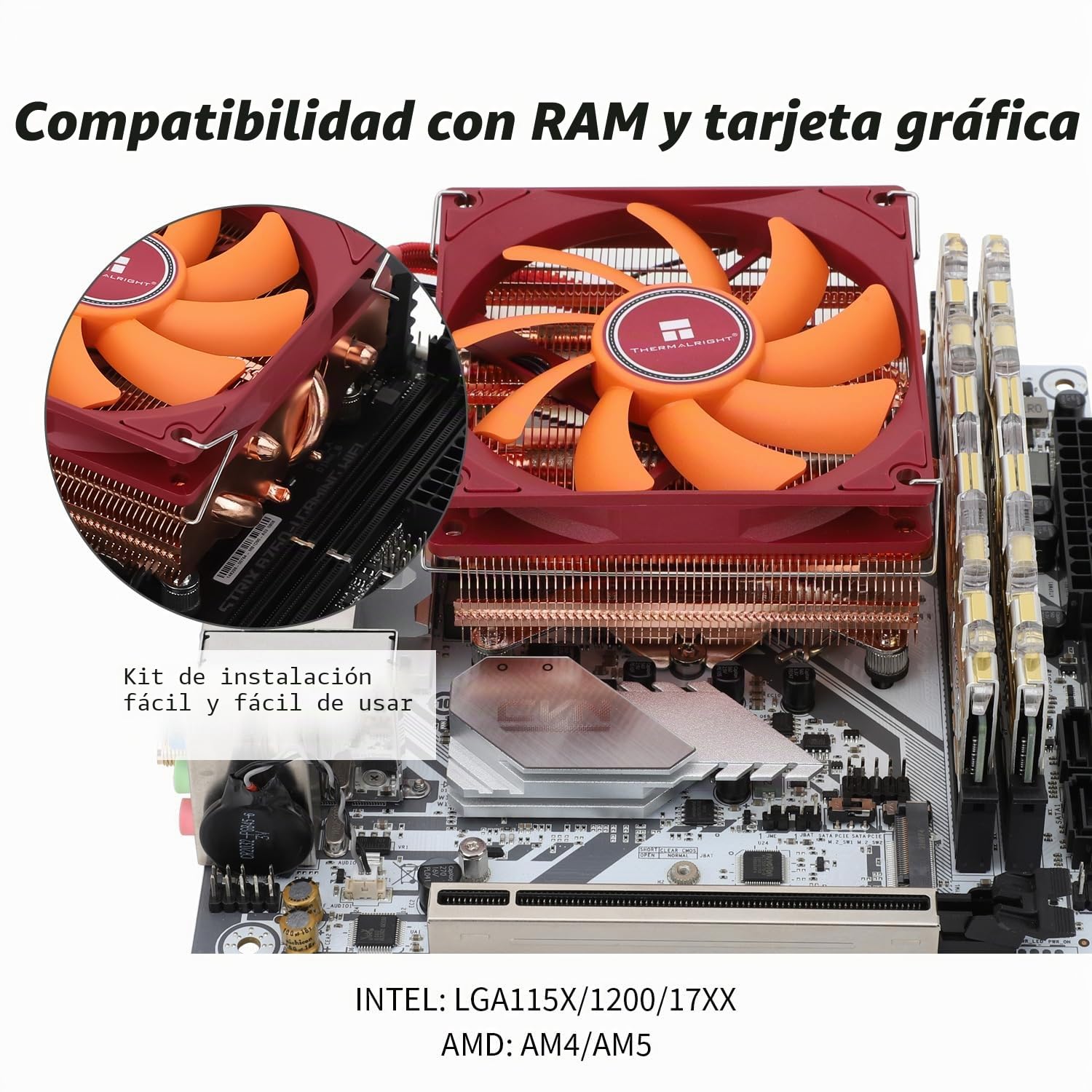 TR AXP90-X47 - Enfriador de CPU (47 mm, ventilador PWM TL-9015R Slin, tecnología AGHP, para AMD AM4, Intel 1150, 1151, 1155, 1156 y 1200)