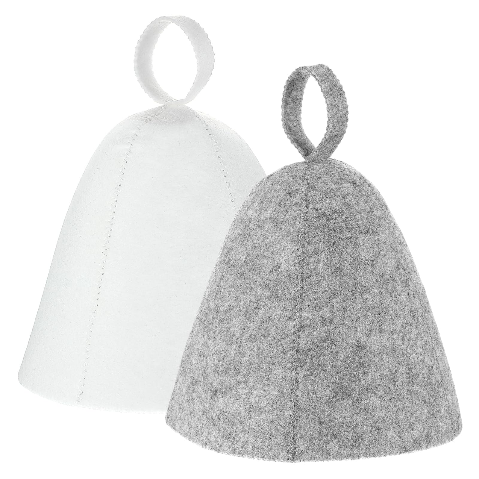 Lot de 2 bonnets de sauna en feutre de laine - Bonnet absorbant - Accessoire sauna universel (gris, blanc)