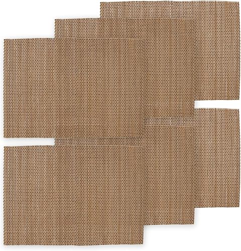 Vista 8 de BambooMN Mantel individual de bambú/alfombrilla de sushi - 18.5" x 13" - Marrón con cuerda, 4 piezas