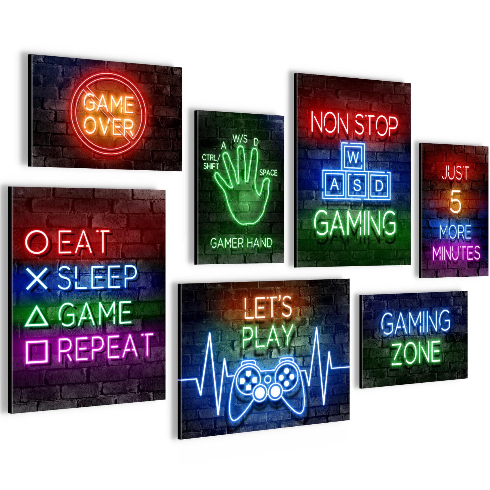 Novart Set Cuadros Decorativos - COMPLETAMENTE LISTO PARA COLGAR - Imágenes - Game Console Gamer - 7 Partes - N005271a