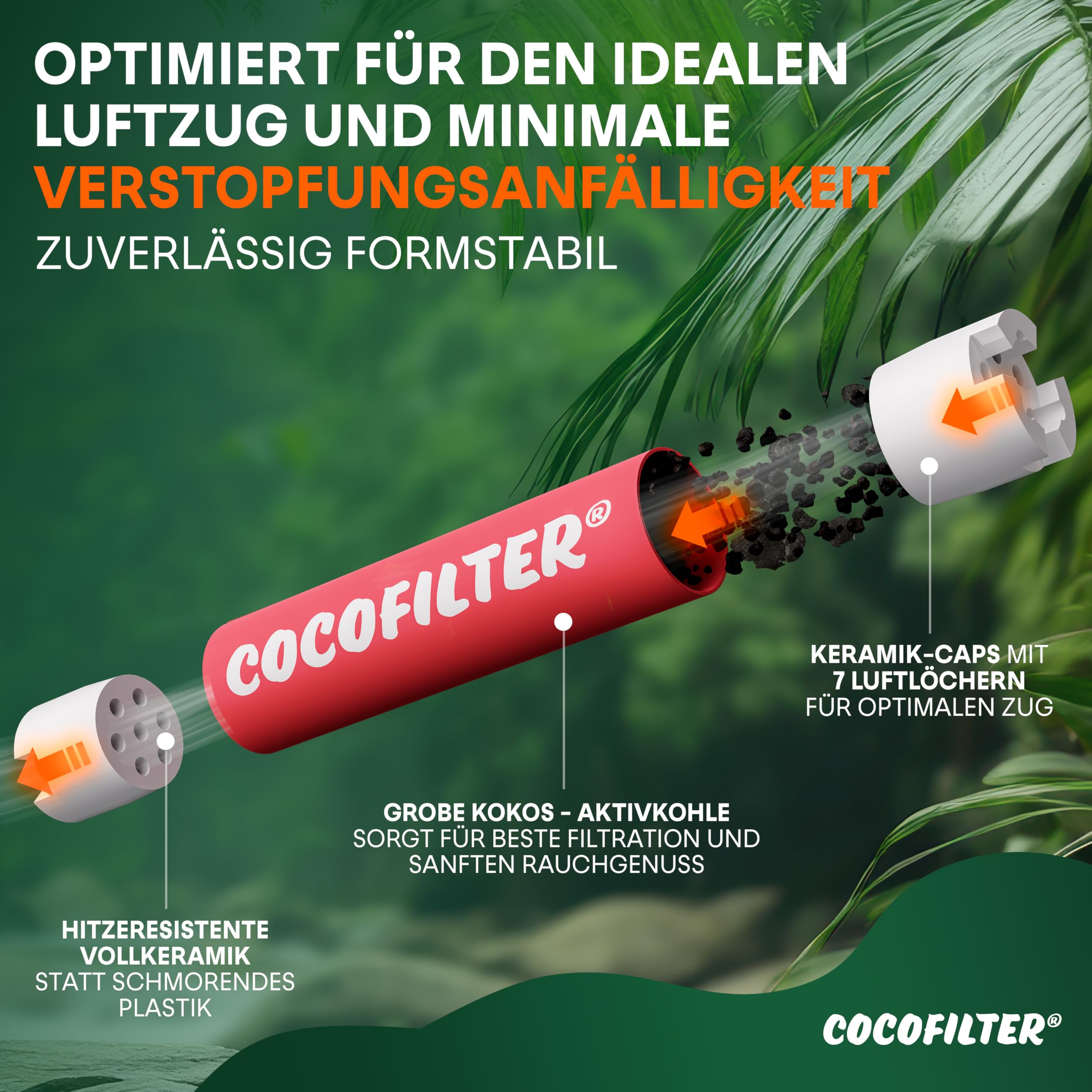 Filtr z węglem aktywnym, 6 mm, z skorupy kokosowej [500 + 50 szt.] – 550 cienkich końcówek z naturalnego węgla aktywnego z skorupy kokosowej do samodzielnego skręcania papierosów, po 27 mm