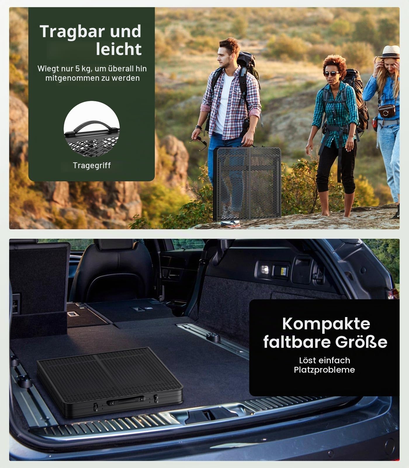 Raynesys Klappbarer Grilltisch mit Mesh-Tischplatte, Höhenverstellbarer Faltbarer Campingtisch aus Metall, Tragbarer Grillwagen für Outdoor, Camping, BBQ, Picknick, Strand, Wohnmobil, 47,24" x 23,62"