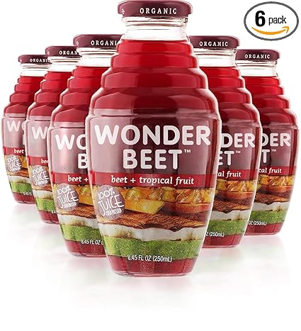 Beetology Organic Beet and Tropical Juice, 8.45oz (6 Pack) | 100% Cold Pressed | Heart Healthy | Nutrient Packed Vegetable Juice | Vibrant Flavor | Wonder Beet