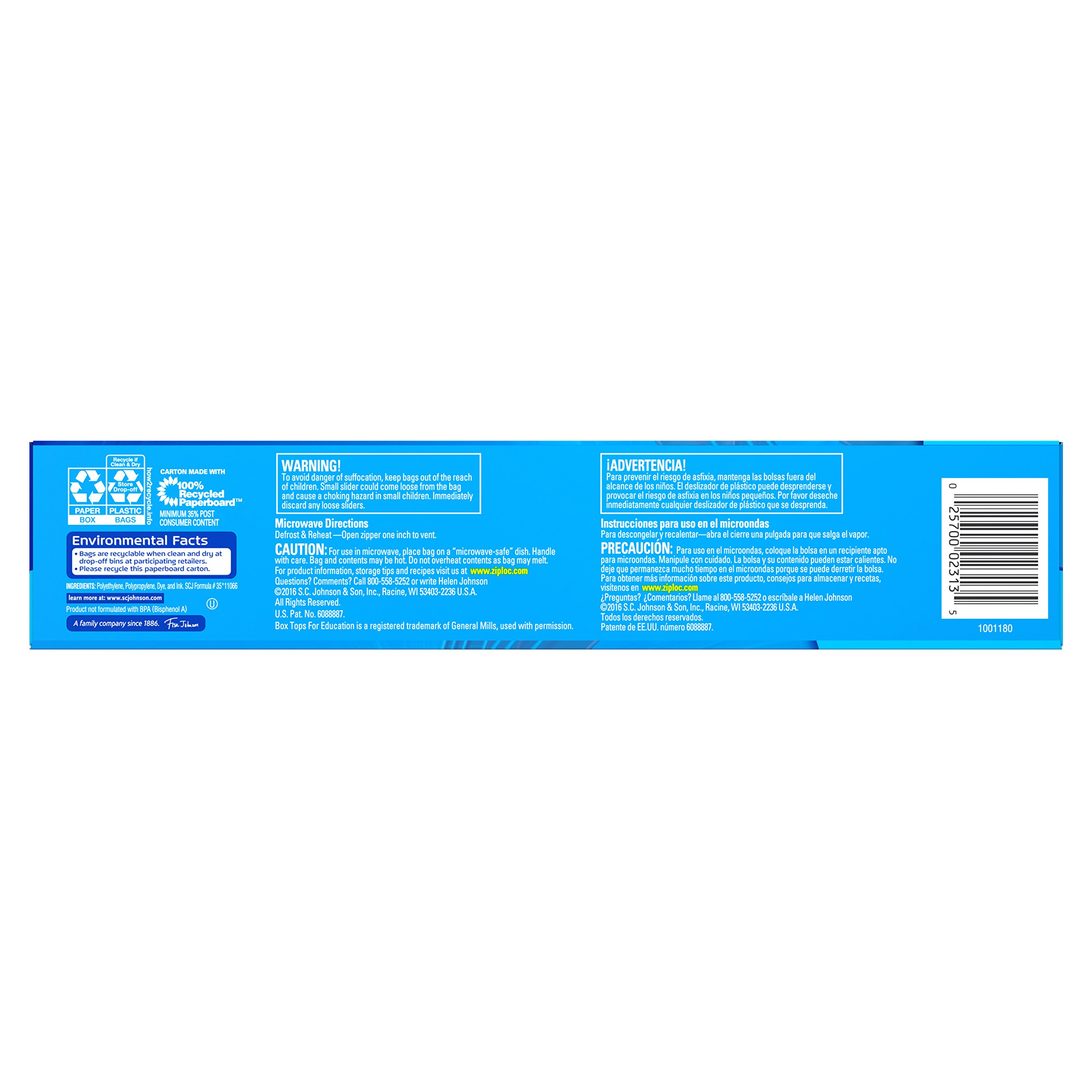 Ziploc Lot de 10 sacs de congélation coulissants, à poser et à remplir avec fond extensible, gallon