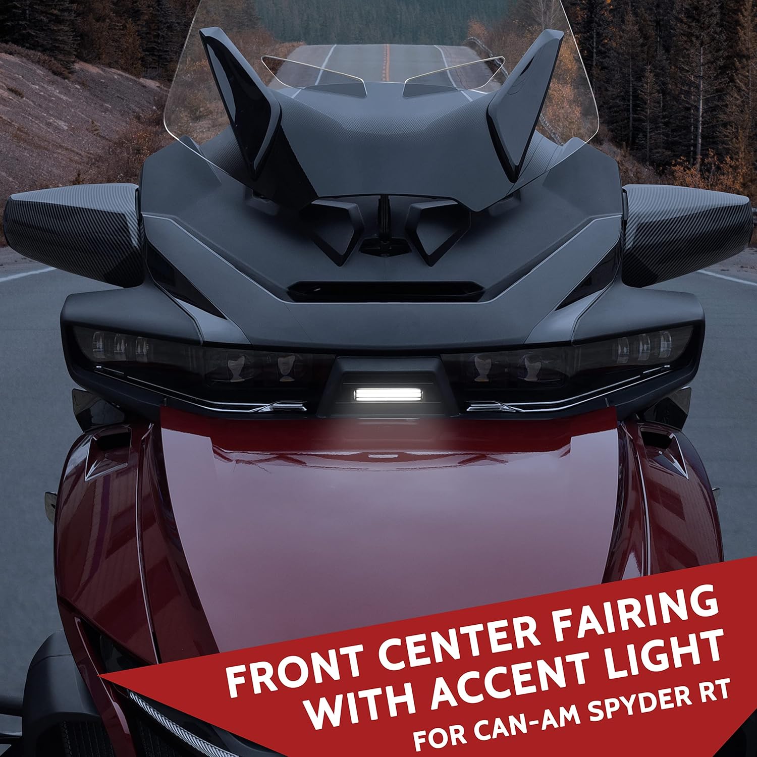 SAUTVS Front Center Fairing with Accent Light for Can Am Spyder RT, Black Center Front Fairing with Accent Light for Can-Am Spyder RT 2020-2025 Accessories