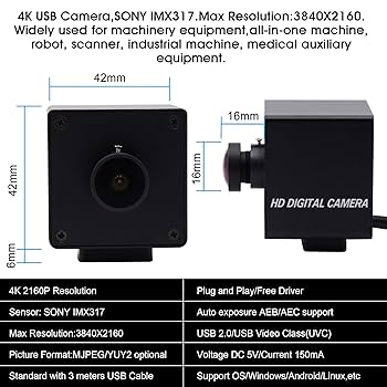 Amazon.co.jp: ELP カメラ 4K Usb ウェブカメラ ミニカメラ 広角