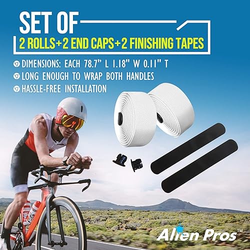 Miniatura 4 de ALIEN PROS Cinta de manillar de bicicleta de poliuretano (juego de 2) negro, rojo, blanco, rosa, azul, mejora el agarre de tu bicicleta con esta
