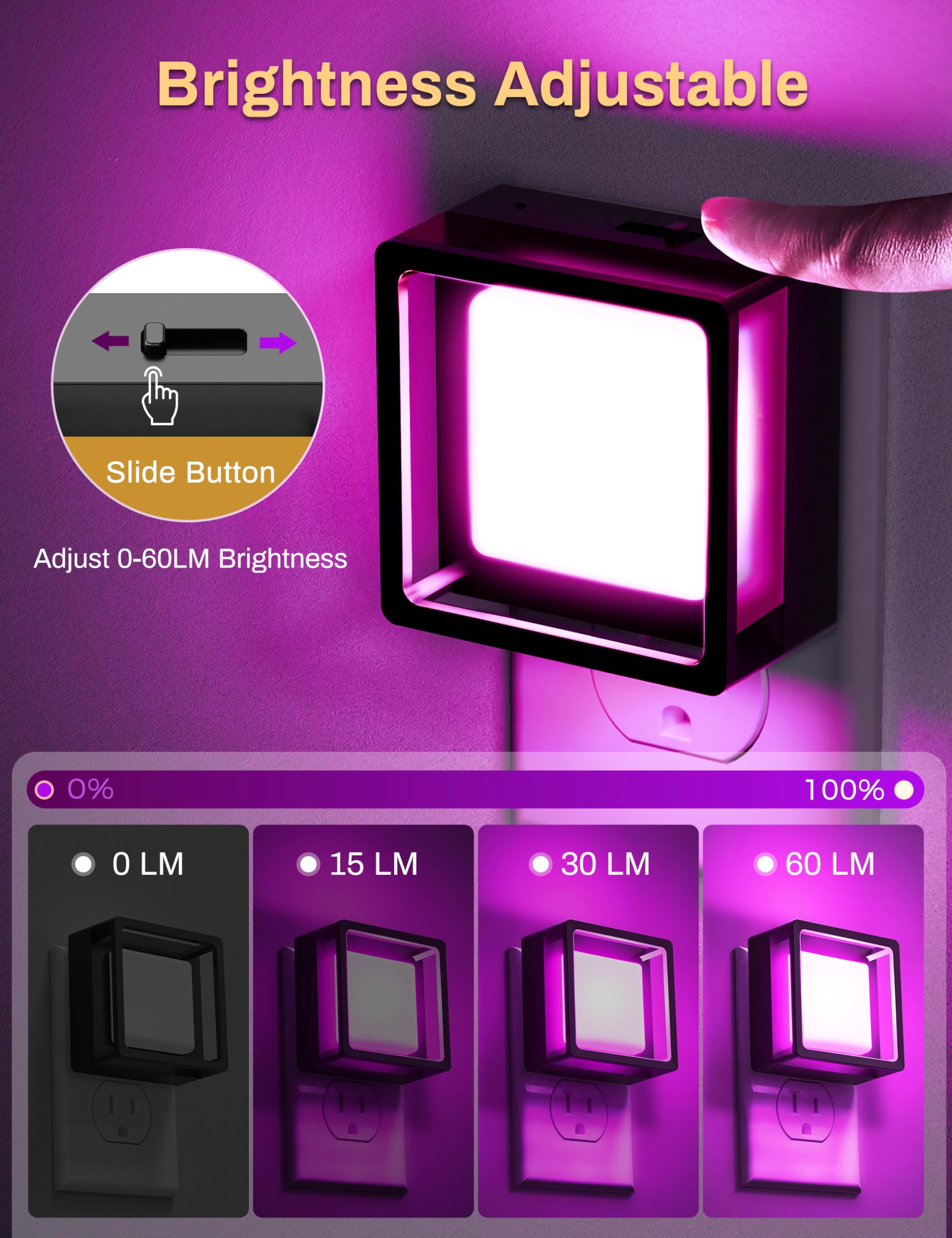 DORESshop Purple Night Light [2 Pack], Night Lights Plug