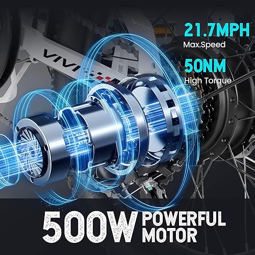 Miniatura 3 de Vivi Bicicleta eléctrica, bicicleta eléctrica plegable de 20 pulgadas y 500 W, bicicletas eléctricas para adultos de 21.7 MPH con batería extraíble