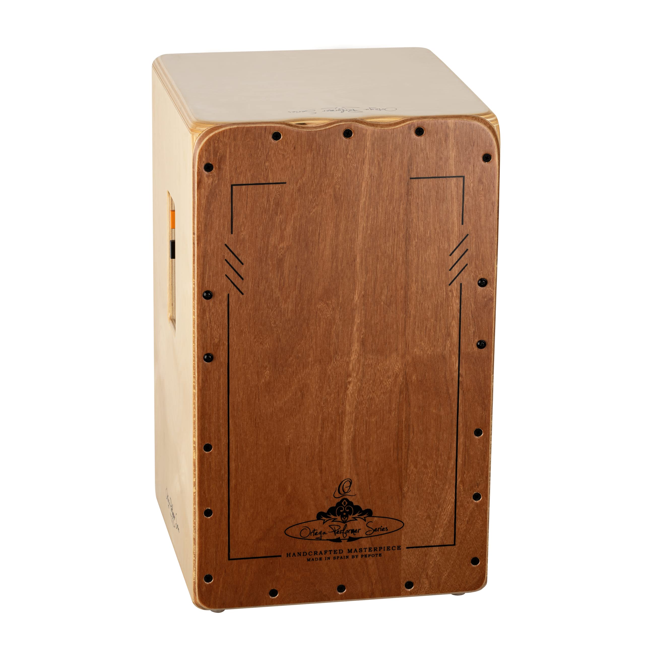 Ortega Guitars Performer Series Cajon – Caisse Claire Grand Format pour Droitier avec Micro – Surface de Frappe Cèdre, Naturel (OCJPF-2)