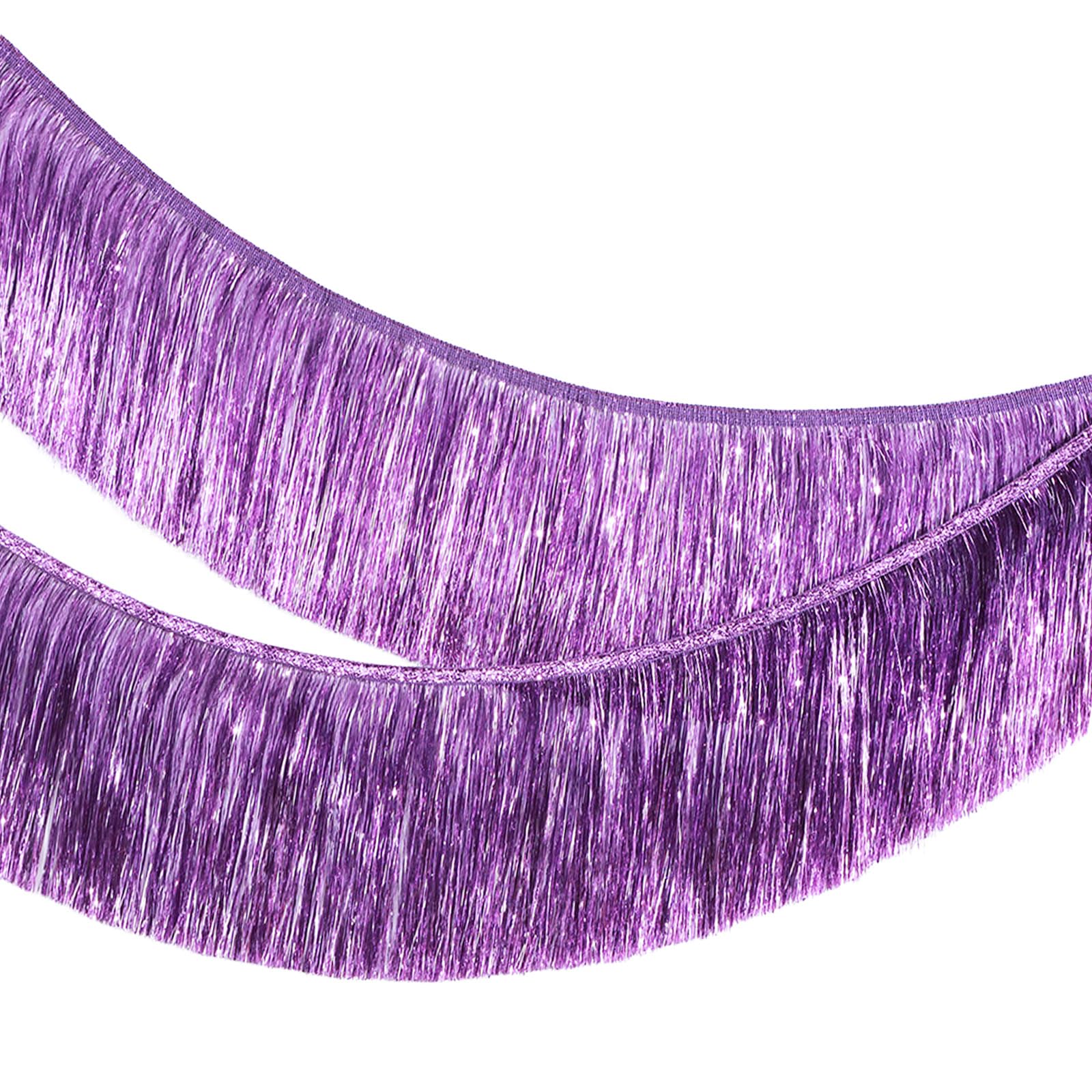 MOMAHUA Purple Fringe Garland,20CM Wide Sparkly Tinsel Fringing,2M Length Wall Hanging Metallic Foil Fringe Garland Banner,Shiny Streamers Party Backdrop for Wedding Birthday Car Parade Floats
