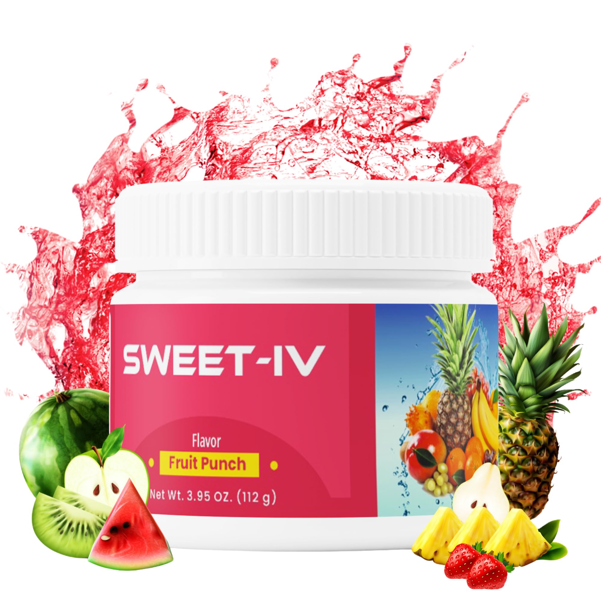 Sweet IV Electrolyte Powder – 3.9g Serving Flavored Drink Mix Magnesium, Copper – 40 Servings Magnesium Powder for Sports Enthusiasts, Athletes – Delicious and Refreshing (Fruit Punch)