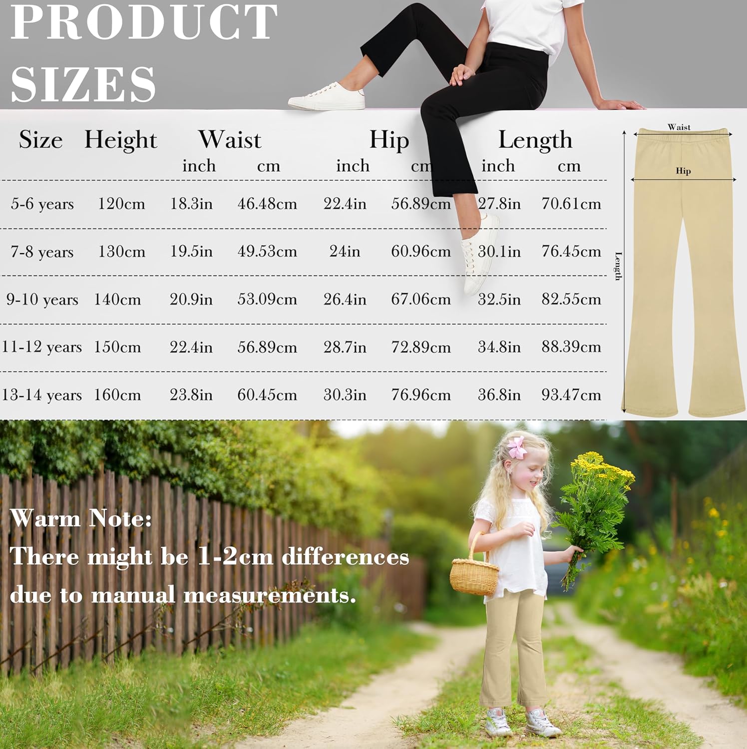 FEQO Girls Flare Leggings Pants Girl Cotton Leggings Bell Bottoms 5-14 Years - Image 6