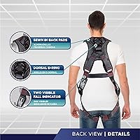 Vista 3 de Palmer Safety - Arnés de seguridad de cuerpo completo con ajuste de 5 puntos, anillo en D dorsal, piernas con ojales, dos anillos en D laterales e