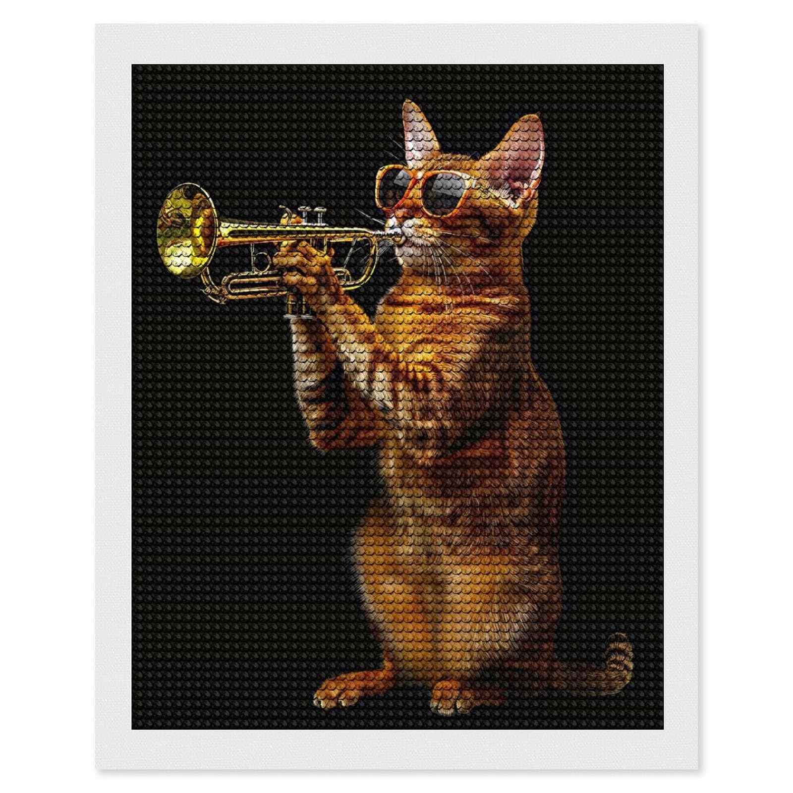 Junmoney Abyssinian Trumpet DIY Diamond Art Canvas Kit 16"x20", Decorate Your Room, Sparkling Round Gems, Fun Craft Experience, Farmhouse Decor