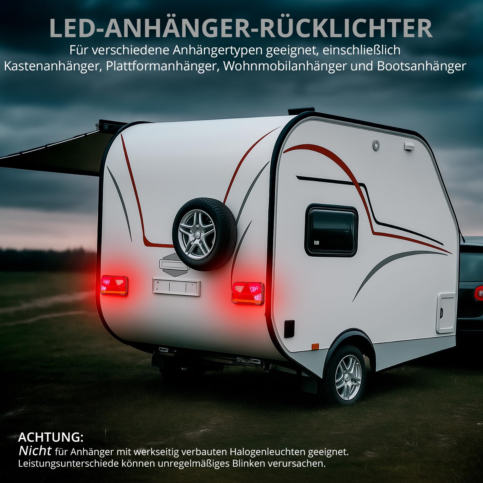Justech Anhänger Rückleuchten 12V Universal Rückleuchten Set Anhänger Komplett Rücklicht 13 Polig Stecker Anhängerbeleuchtung mit 5m Kabel Rückfahrlicht mit E9 für Wohnwagen KFZ PKW | 13 Polig Anhängerbeleuchtung mit 5m Kabel Rückfahrlicht mit E9 für Wohn