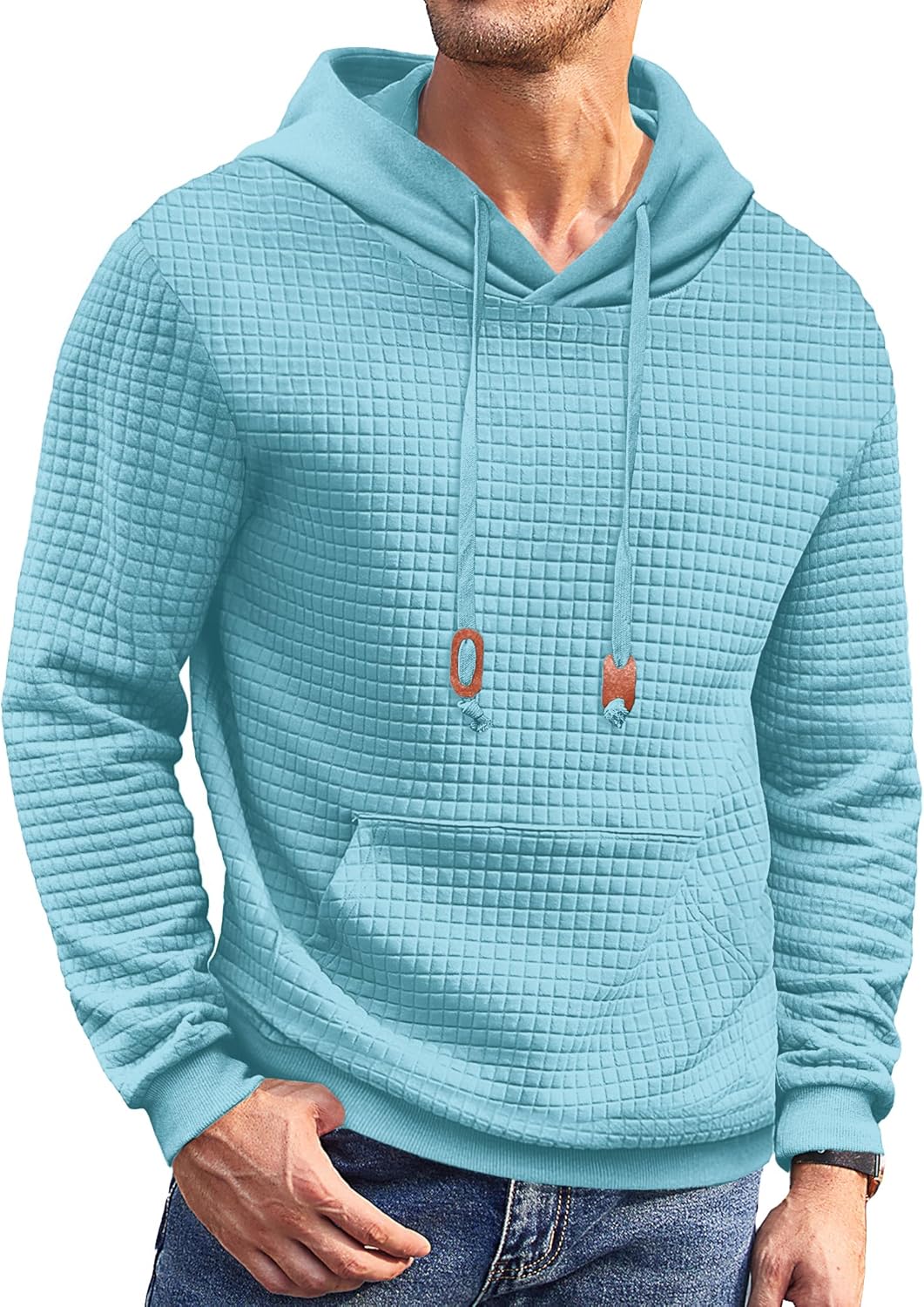 COOFANDY Mens Hoodies Sweatshirts Long Sleeve Fashion Waffle Knit Pullover Hoodie with Pocket