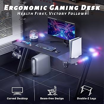 Amazon.com: HLDIRECT 63 Inch Gaming Desk with LED Lights