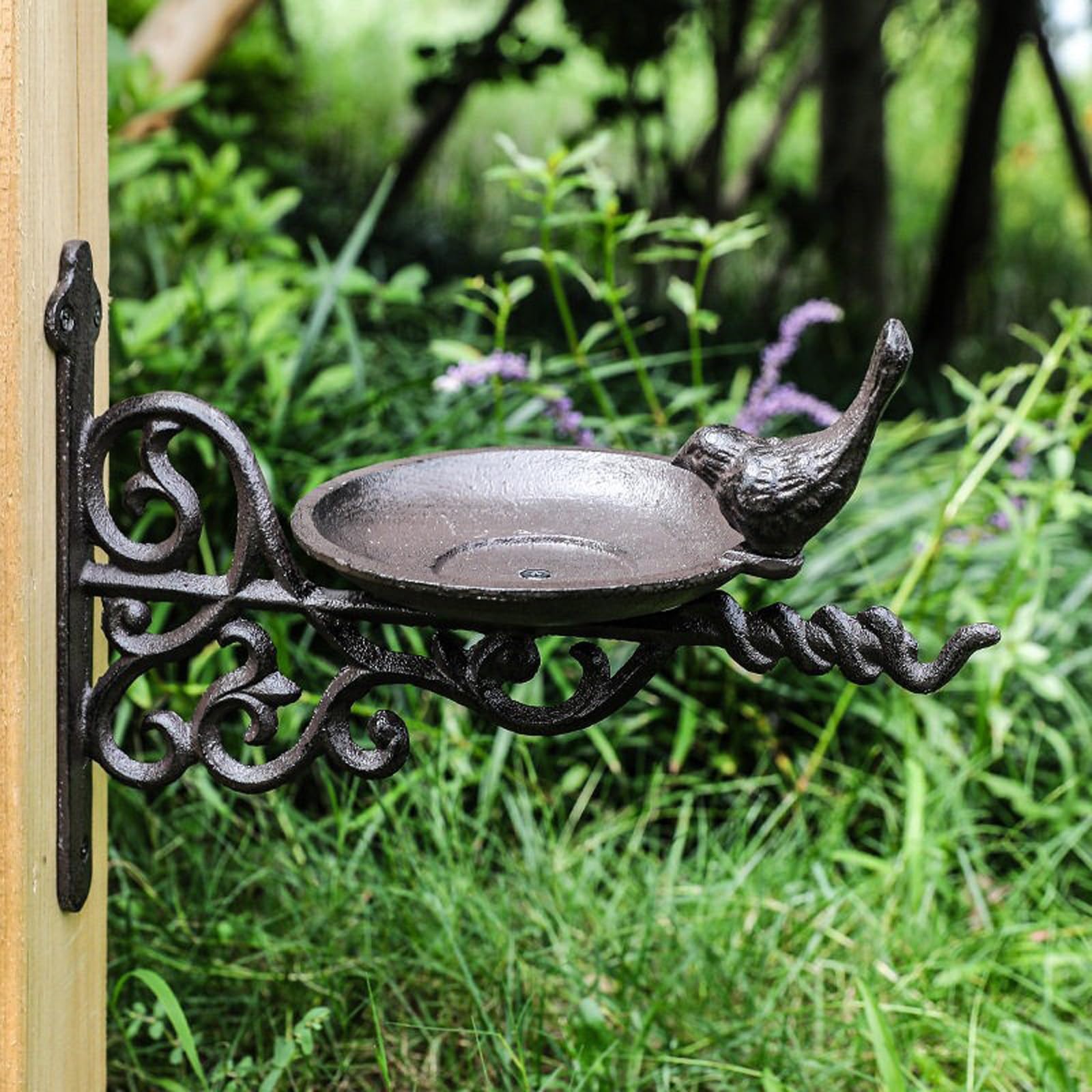 Comedero Metálico para Pájaros, Comedero Pajaros Exterior, Estilo Retro, Resistente al Viento y la Lluvia, Ideal para Patios y Jardines(A)