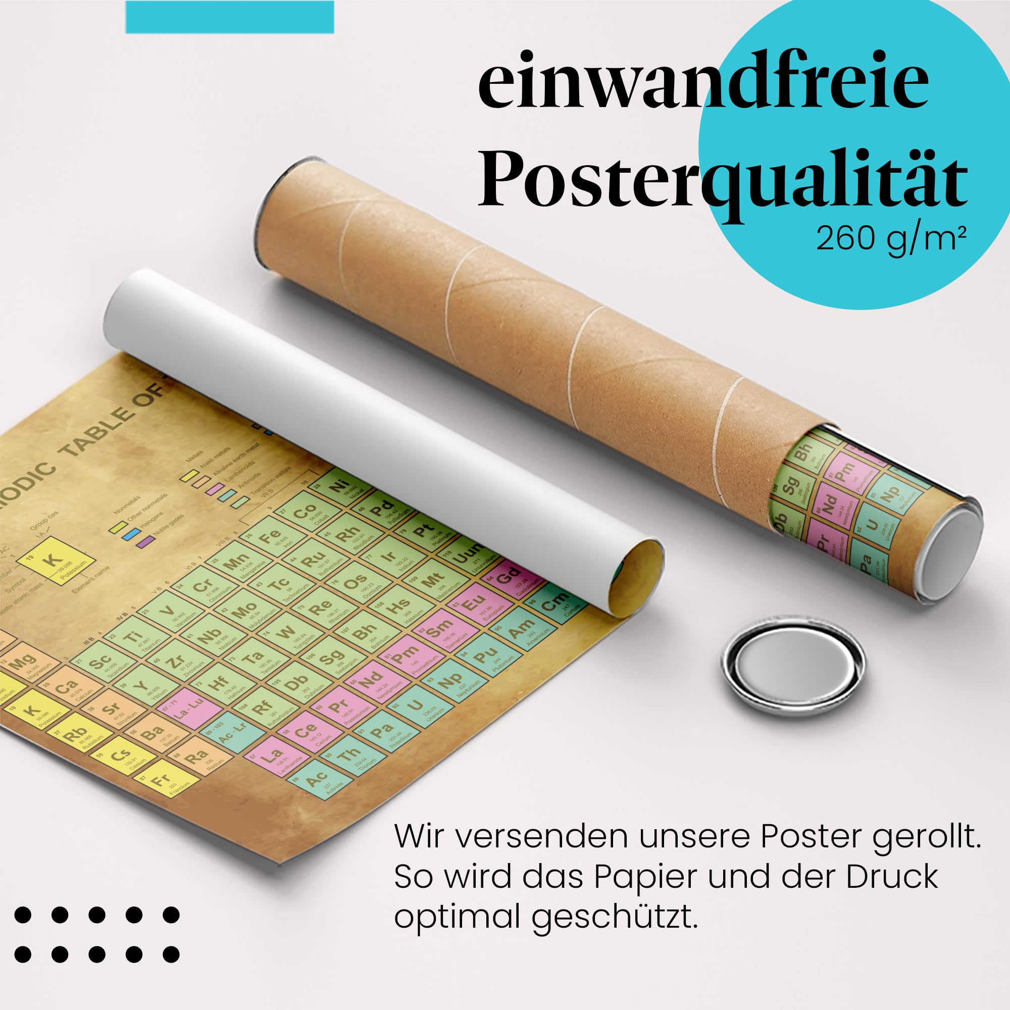 Postereck - 0614 - Periodensystem, Elemente Studium Schule Chemie - Unterricht Klassenzimmer Schule Wandposter Fotoposter Bilder Wandbild Wandbilder - Leinwand - 75,0 cm x 50,0 cm